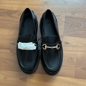 Women’s Black Loafers with Gold Accent NEVER WORN